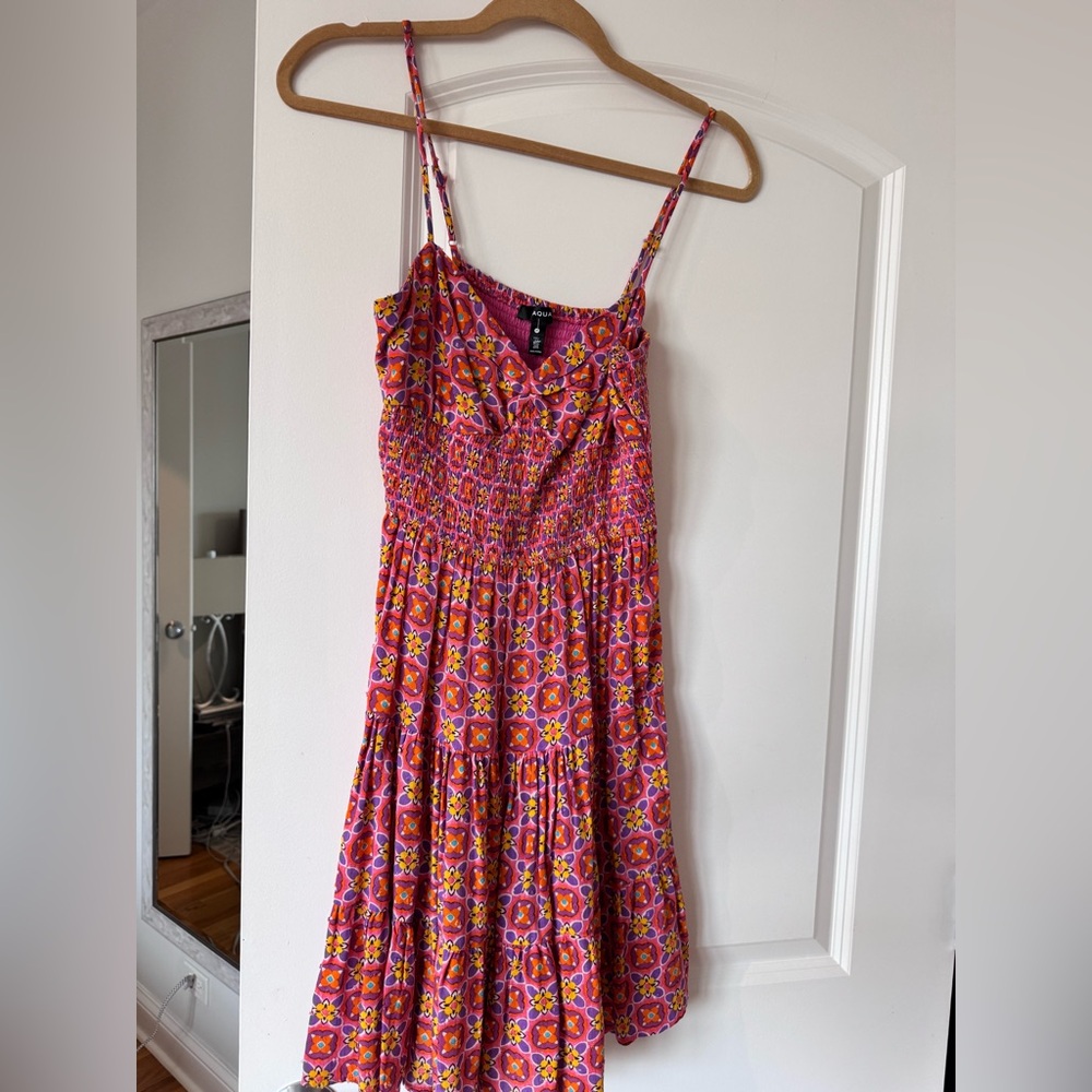 Aqua Pink Floral Mini Dress